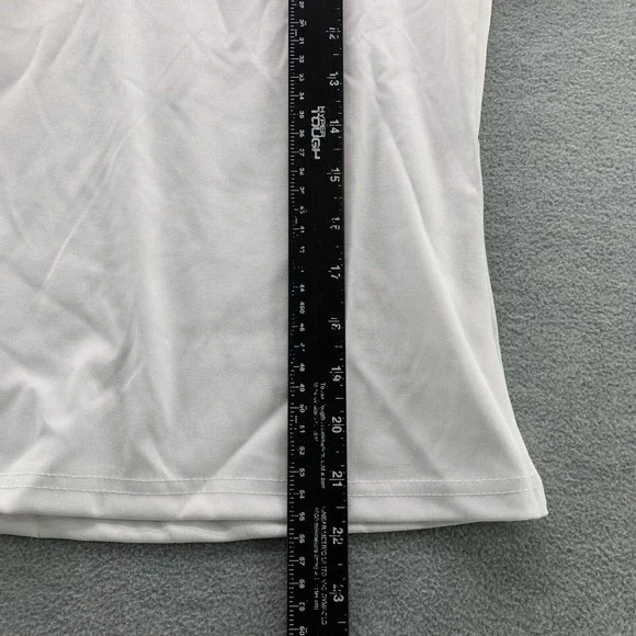 Women White Bodycon Shirts & Shorts with Sequined Front Logo Set Size XXL (A41) - Picture 7 of 13